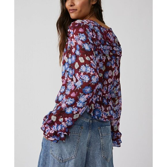 Free People Maybel Blouse Top / Shiraz Combo NEW! - Picture 3 of 6